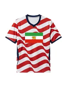 Featuring an iconic national flag motif, this V-neck athletic T-shirt with a wavy striped design is crafted specifically for proud fellow Iranians—perfect for both everyday casual wear and sports activities! Tops Man