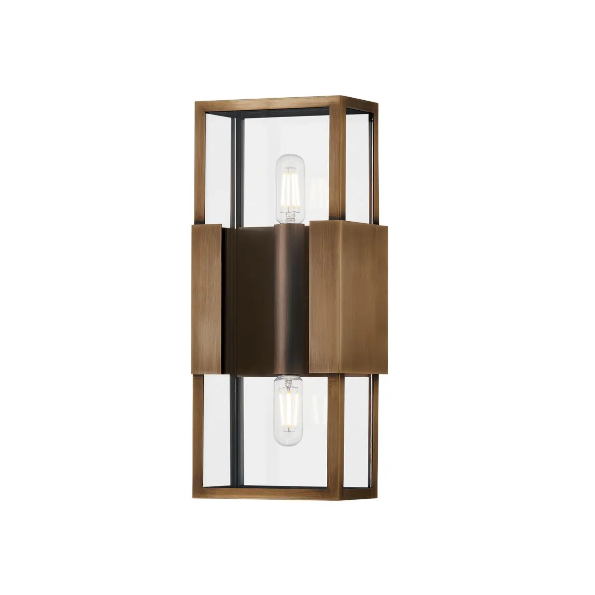 Santa Clara Outdoor Wall Sconce - Vintage Box Lantern Design With Patina Brass Metalwork