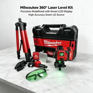 Milwaukee 360° Laser Level Kit, High Visibility for Outdoor Construction, Indoor Renovation & Cabinet Mounting 360 with tripod