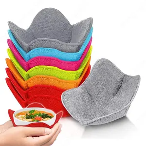 Heat-Resistant Bowl Towel Pad Polyester Microwave Safe Comfortable Cold Hot Plate Rack, Suitable for Microwave Bowls