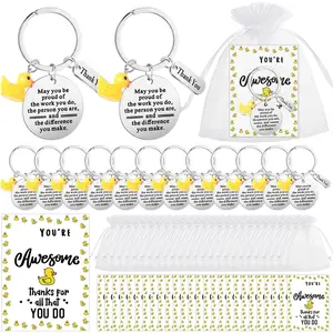 25 Sets Employee Appreciation Cheer Gifts Bulk Keychain Organza Bags Cards Inspirational Favors Thank You Gifts for Cheerleader Team Teacher Nurse Coworkers Office Staff