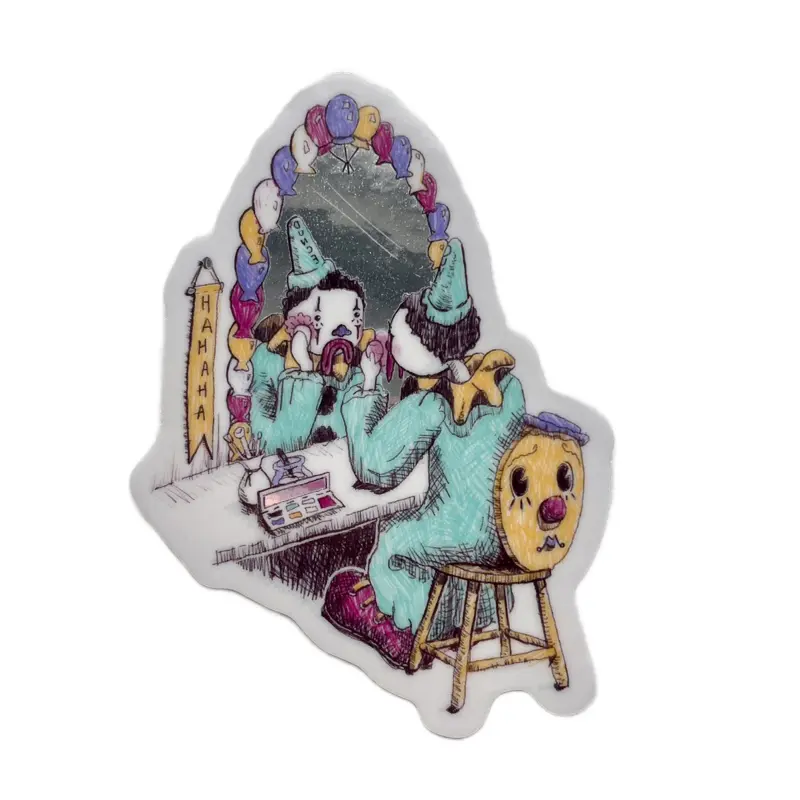 Clown Makeup Reflective Mirror Waterproof Vinyl Sticker
