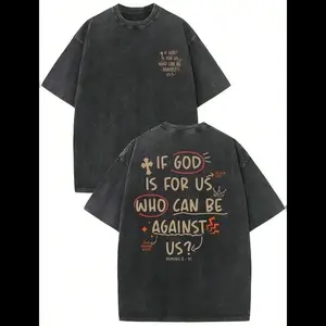 Mens Graphic Tee If God Is For Us Who Can Be Against Us Romans 8:31 Print Casual Design T Shirt Streetwear Style Crewneck Short Sleeve Soft Cotton Breathable Comfortable Fit Relaxed Fit Daily Wear Christian Faith Bible Verse Trendy Fashion Top