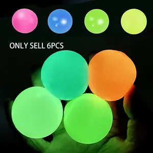 Night Light Ceiling Stuck Target Ball, Interactive Stress Relief Ball, 6 Colors, Fun Wall Stick Ball, Throwing Toy for Kids