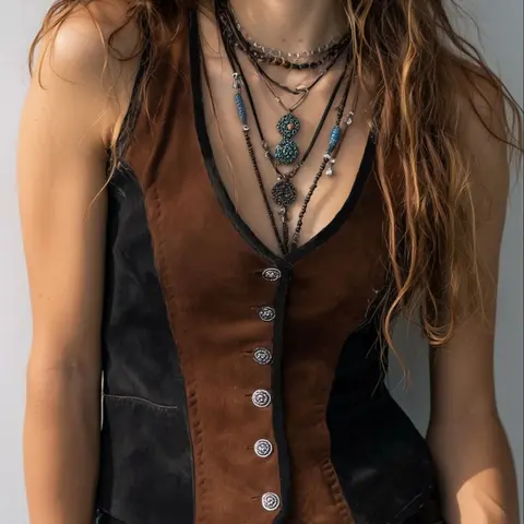Women's American Fashion Vintage Colorblock Soft Faux Fur Vest Tops, Sleeveless Short Plain Design, All Seasons Wear, Casual Style