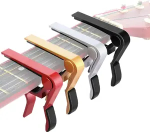 4 Pcs Guitar Capos Clamps Aluminum Metal Universal, for Classical Electric Acoustic Guitar 6 Strings, Bass, Banjo, Violin, Ukulele, Black Red Silver Gold