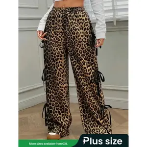 [plus size] Leopard stripe side pants, casual loose and comfortable loose pants, all season women's underwear, oversized women's clothing, plus size women's clothing, casual streetwear pants, casual comfortable pants, Bohemian fashion pantsRAIMENTRY