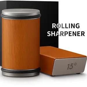 Rolling Knife Sharpener Double Sided Diamond Sharpening Stone 15/20° Degree Magnetic Angle Roller Sharpening for Kitchen Knives