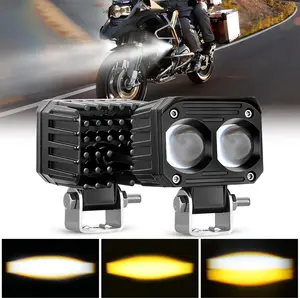 Nilight 2.5 in White Amber Spot Beam LED Pods, IP67 Waterproof Motorcycle Driving Fog Lights, Motorcycle Parts, Offroad Compatible Vehicle Auxiliary Lighting for Motorbike, ATV