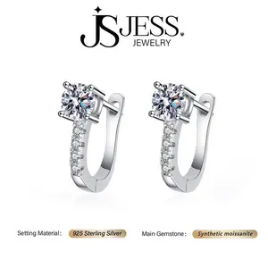 ��#313�� Unisex 0.5ct+0.5ct Synthetic Moissanite U-shaped Earstuds S925 Sterling Silver Jewelry D Color VVS Friction Back Stud Earrings for Women Men