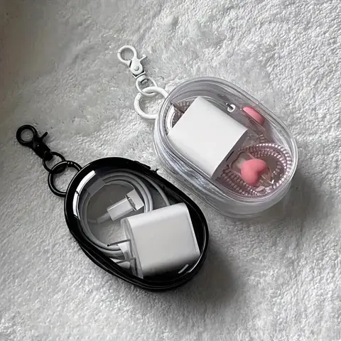 Travel Accessories Organizer Storage Case, 2 Counts Durable PVC Storage for Charger, Suitable for Earbuds Gift, Cable, Headphone Accessories, Mini Portable Transparent Organizer