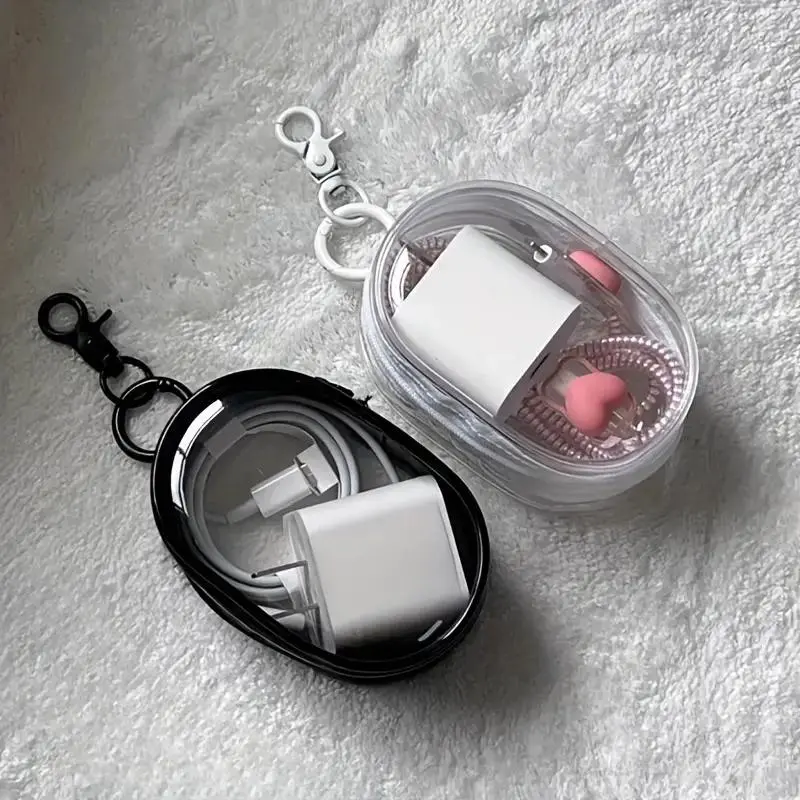 Travel Accessories Organizer Storage Case, 2 Counts Durable PVC Storage for Charger, Suitable for Earbuds Gift, Cable, Headphone Accessories, Mini Portable Transparent Organizer
