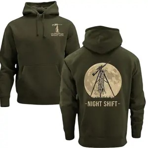 Night Shift Coyote Hunting Hoodie Night Life Predator Hunting Graphic Hoodie Unisex Pullover Hunter Gift Outdoor Hunting Apparel Tactical Hoodie
