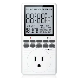 P-PDT04   Outlet Timer,  Multifunctional Programmable Timer with Countdown and 7-Day Digital Infinite Repeat Cycle Intermittent, 19 ON/Off Programs for Electrical Outlets, 3 Prong, 15A/1800W