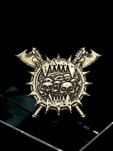 Chaos Skull Emblem - Warhammer 40K Inspired Brass Engraved Pin