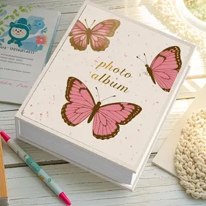 Butterfly Pattern Photo Album, Scrapbook Photo Album, 1 Count 200 Page Large Capacity Photo Album, Photo Storage Organizer for Home Office School, Decor