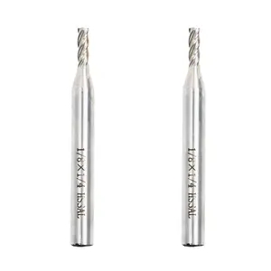 1/8" X 1/4" HSS 4 Flutes Straight End Mill  Pack of 2 CNC Milling Drill Bits Router Bits for   Steel