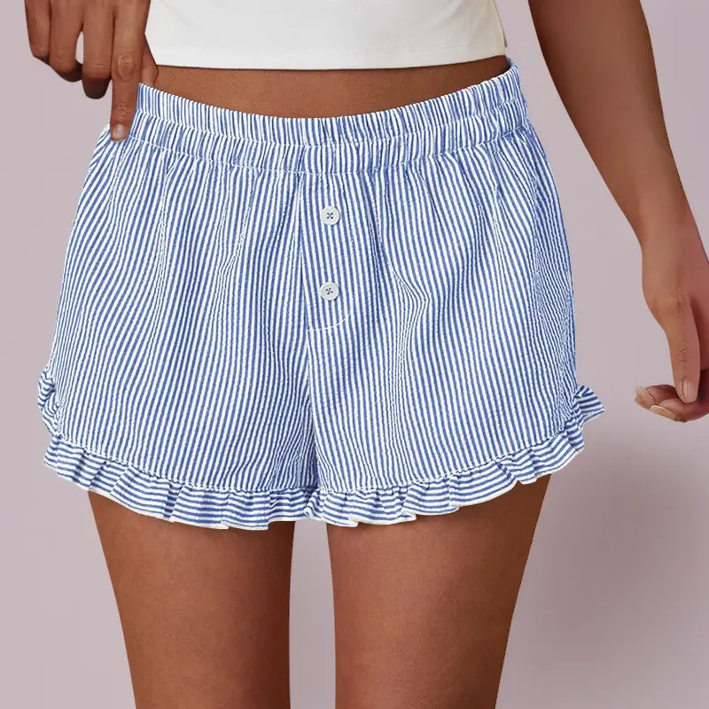 Women's Boxer Shorts Y2K Ruffle Pajama – 2026 Summer Spring Lounge Sleep Shorts, Striped Casual Beach Pj Bottoms with Pockets, Cute Comfy Cotton Shorts – S-XXL Women's Boxer Shorts Y2K Ruffle Pajama – 2026 Summer Spring Lounge Sleep Shorts, Striped Casual Beach Pj Bottoms with Pockets, Cute Comfy Cotton Shorts – S-XXL