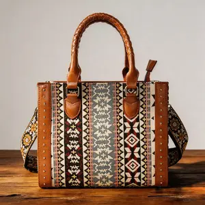 Tote Bag for Women Purses Boho Aztec Handbags Western Purses Totebag Wide Tote with Wide Strap smooth zipper