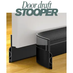 Door Draft Stopper, Door Sweep for Bottom of Door, Weather Stripping Door Seal, Under Door Gap Filler, Under Door Draft Blocker Soundproof/Insulator, Door stoppers (Black, 39'’)Quesear