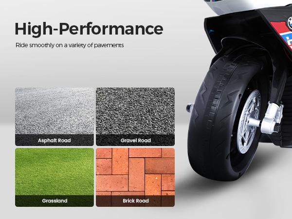 PHI VILLA Kids Electric Motorcycle with BMW Authorized, 12V Ride on Toy for Toddlers Battery Powered 3-Wheel Stable Design with Horn, Music & LED Lights