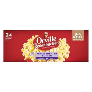 Microwave Popcorn, Movie Theater Butter Flavor, 3g Fiber Per Serving, Movie Night Supplies, 3.29 oz., 24-Count