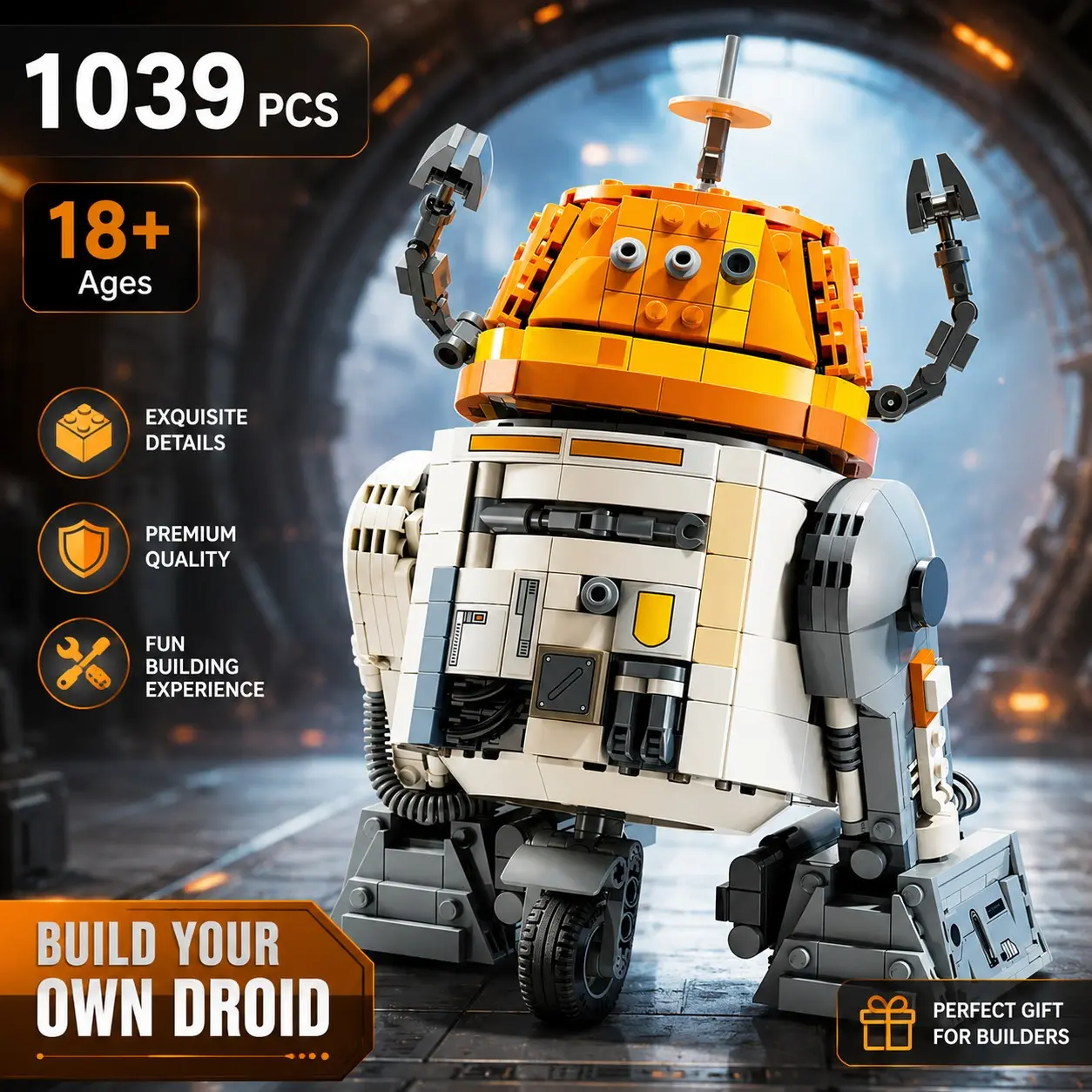 1039 Pieces Astronaut Technician Robot Building Set Model Building Kits, Adult and Child Educational Toy, Birthday Gift for Boys and Girls