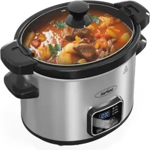 4qt slow cooker programmable slow cooker with locking lid removable ceramic pot 3 heating settings time control mini food warmer with dishwashersafe lid pot silver