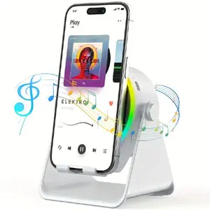 Lentorgi 4-in-1 Wireless Induction Bluetooth Audio Speaker, Phone Stand Ambient Light, Charger ,Surround Sound 360° Rotation Rechargeable Hands-Free Calls For Bedroom, Kitchen, Camping, Yoga, Cooking Gifts for Men, Women, Elderly