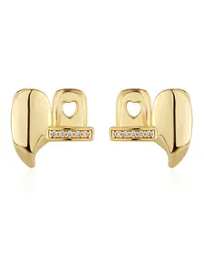Two-piece set of horizontal bar and pointed teeth braces, zircon horizontal bar hip-hop braces set, street hip-hop style, unique Rapper accessory