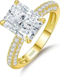 Shine Like a Queen  3CT 7x9 Radiant Moissanite Ring D VVS1 S925 Silver Gold Plated Engagement Valentine Gift queen ring summervibes