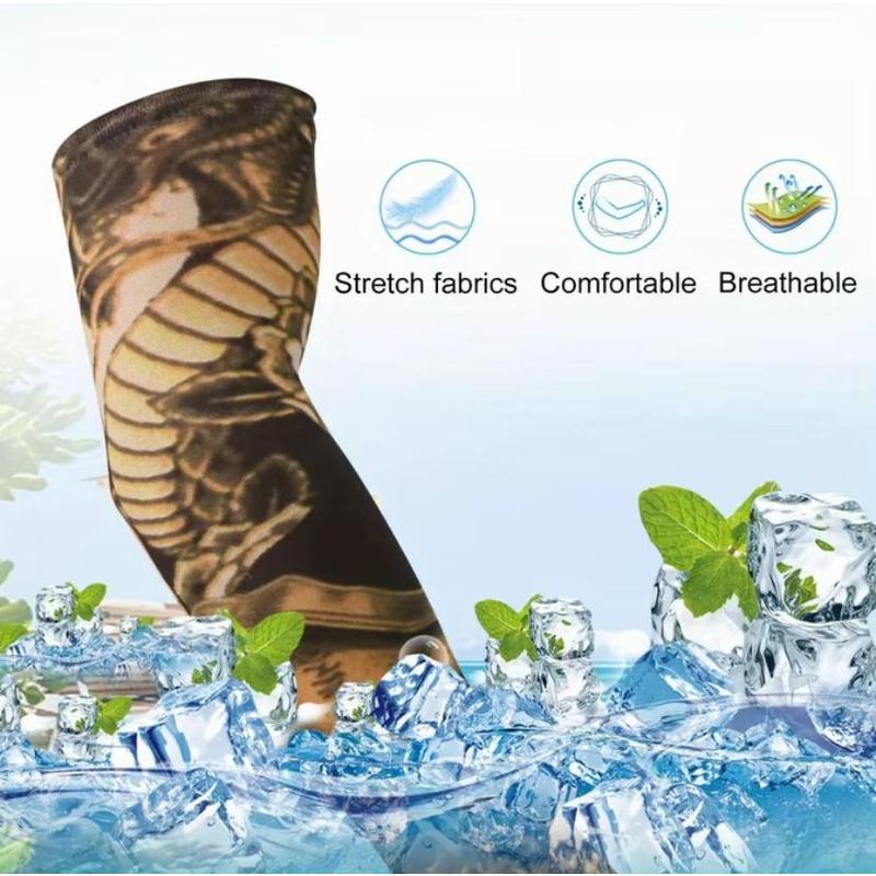 10pcs  Fake Temporary Tattoo Sleeves Slip on Arm Sunscreen Body Art Arm Stockings
