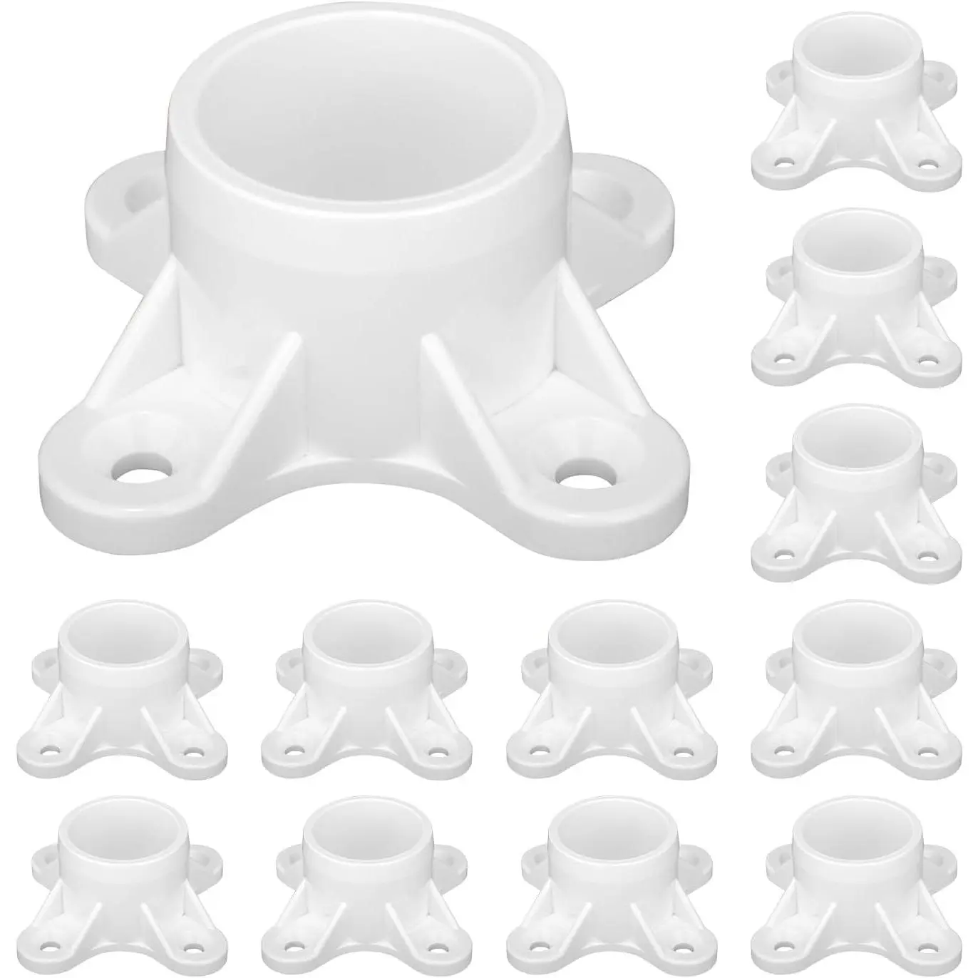12-Pack Synthetic PVC Plastic Flange Fittings (Flanges Pack) for 3/4-inch Pipe, Anti-UV Table Screw Cap Hardware, Easy Installation, Durable Supports for DIY Projects, Constructing Storage Shelves & Designed Corridor Shelves, Pipe Fitting