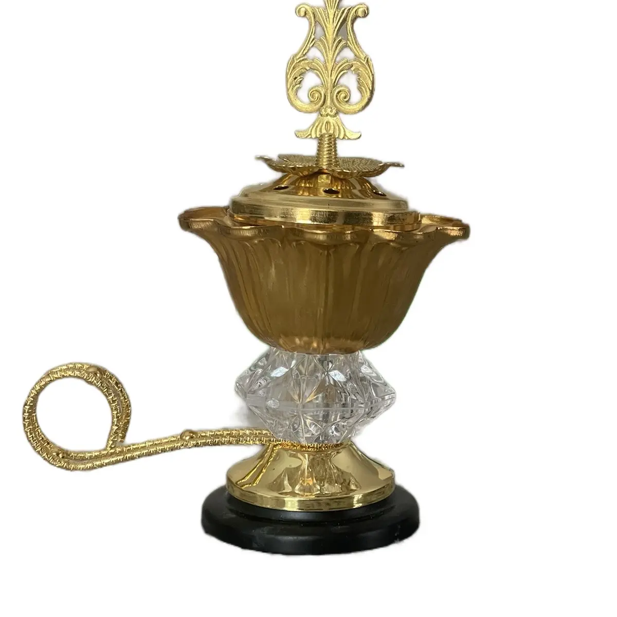 Crystal and Gold Bakhoor Oud Incense Burner - Beautiful Home Decor