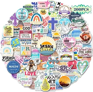 200PCS Inspirational Christian Stickers, Jesus Bible Verse Stickers for Water Bottle Laptop Journaling, Waterproof Religious Faith Sunday School Gifts for Kids Adults