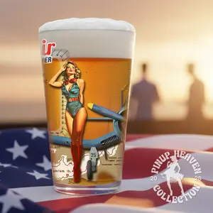 F4U Corsair Pint Glass, America 250 Collection,  Patriotic 16oz Beer Glass | Vintage Barware