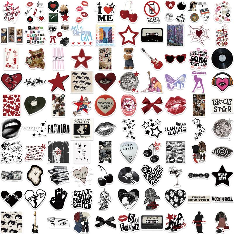 100pc Y2K Sticker Pack Pinterest Girl Black And White Durable Vinyl Waterproof Stickers for Book Phone Laptop Water Bottle Fun Craft Stickers for Smartphone Scrapbooks Planners Gifts and Rewards Cute Gifts for Girls Kids Teens Adults - Cellphone