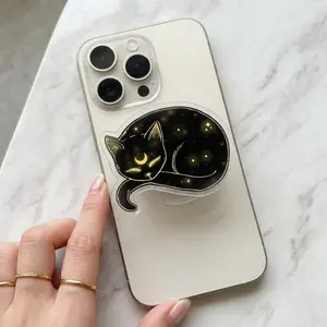 Magic Cat with MagSafe Phone Grip, Gothic Aesthetic Magnetic Phone Holder, Kawaii Scary Fan Gift , Kindle Accessories sticky Baby mount Library Card Flower-Shaped Multi-Functional Stand Universal Car Double-Sided Octo Adjustable Portable