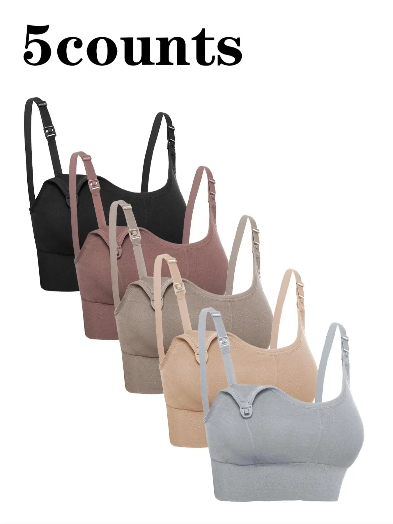 Women's Solid Adjustable Strap Wireless Nursing Bra, Casual Comfortable Breathable Maternity Bra, Maternity Lingerie for All Seasons