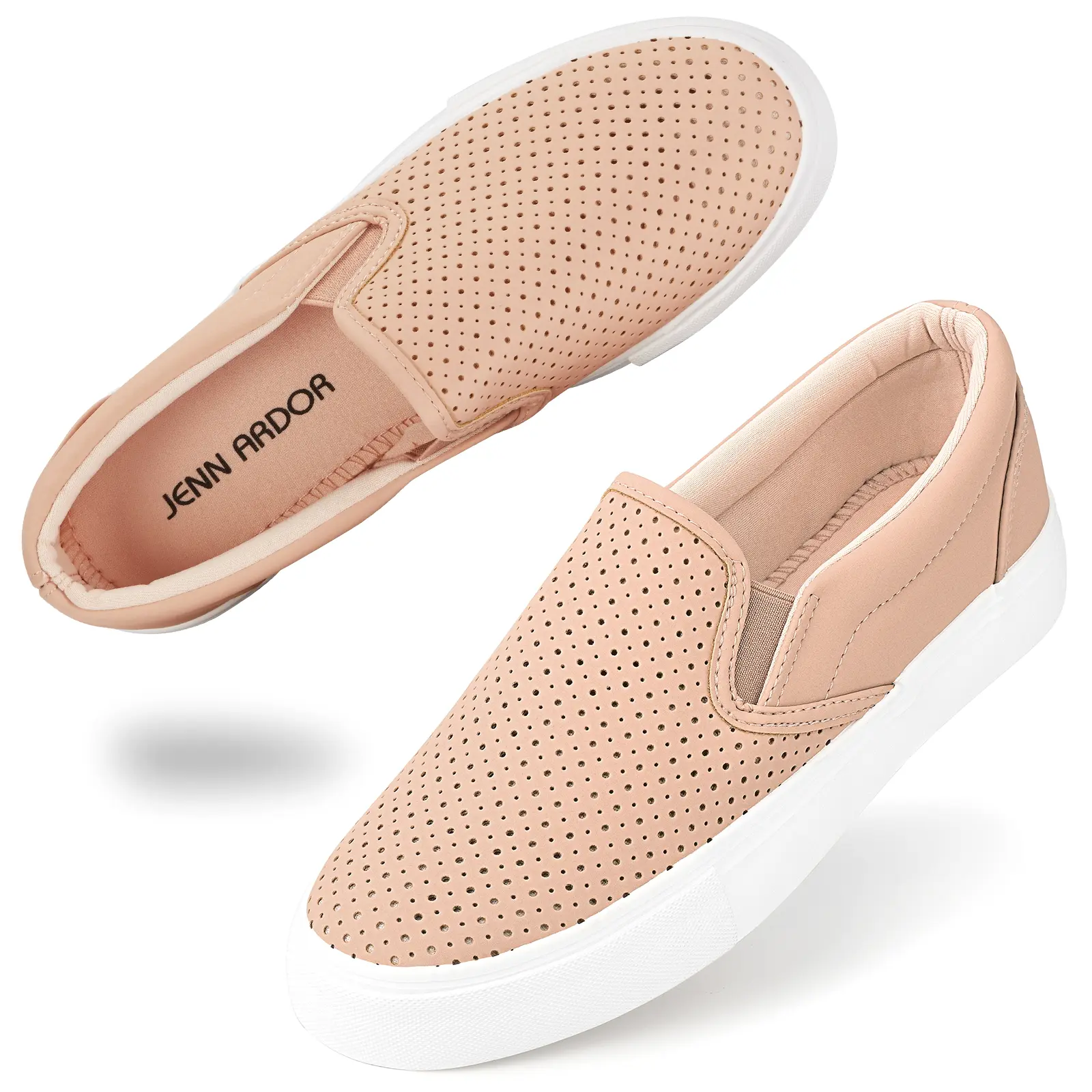 JENN ARDOR Perforated Slip-On Shoes, Lightweight Breathable Casual Sneakers for Everyday