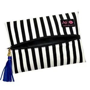 Makeup Junkie Bags - Glam Stripe - Handmade in Texas, Patented Lay-Flat Design, Lifetime Warranty