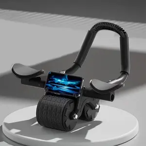 2025 New with Timer Ab Abdominal Exercise Roller Elbow Support, Abs Roller Wheel Core Exercise Equipment, Automatic Rebound Abdominal Wheel(Black） POYIPI digital timer