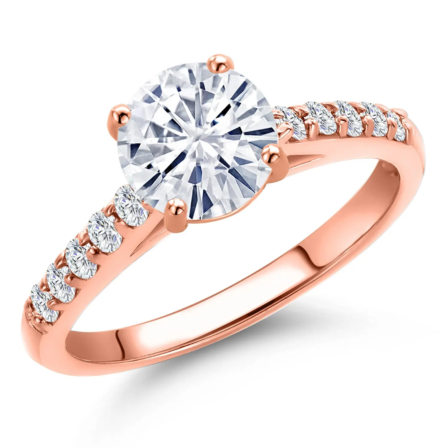 10K Rose Gold Round 7MM Gemstone Birthstone and Lab Grown Diamond Engagement Ring For Women | Available in Size 5,6,7,8,9