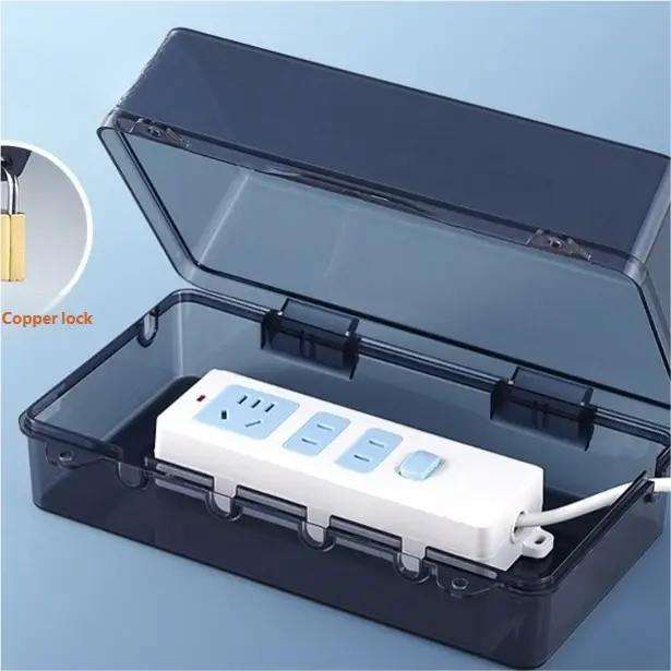 Waterproof Cover for Socket Strips Outdoor Rainproof Box with Copper Lock for Bathroom & Outdoor Use Protective Cover