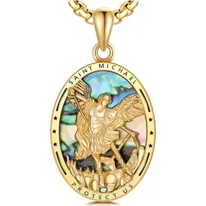 925 Sterling Silver Religious Medal St Michael Pendant Necklace Jewelry Gifts for Men Women Mother's Day Father's Day