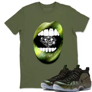 Lips Diamond Unisex Graphic T-Shirts To Match Sneakers Foamposite One Pine Green, Foamposite One Pine Green Outfit, Top Tshirt