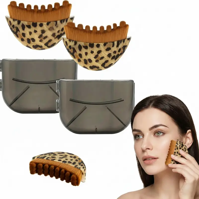 Leopard Print Facial Brush - Face Massager & Facial Care Instrument for Lymphatic Drainage, Face Sculpting, Ergonomic Dry Brushing Skincare Tool with Ultra-Soft Bristles, Durable, Face Massagers
