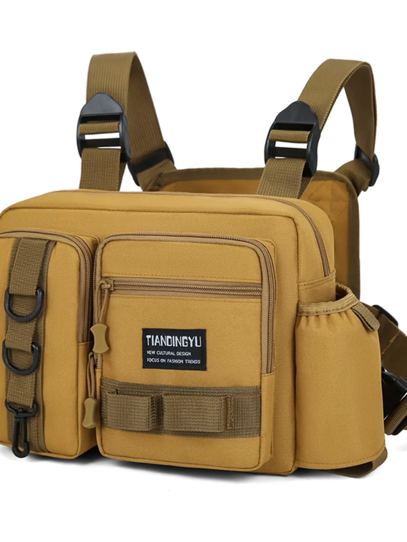Outdoor Cycling Tactical Multifunctional Chest Bag, Water-Repellent Fabric, Multi-Pocket Backpack, Casual Style, for Phone Wallet Tablet, Men's Bag