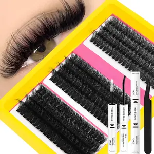 Lash Clusters Kit 60D 80D 100D Thick Cluster Eyelash Extensions 12-18mm Individual Lash Extensions DIY Clusters Lashes Extension at Home