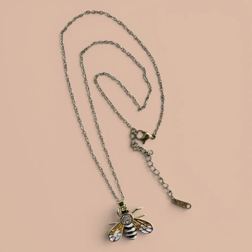 Enamel Bee Pendant Necklace